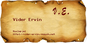 Vider Ervin névjegykártya