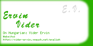 ervin vider business card